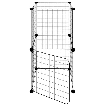 8-Panel Pet Cage with Door Black 35x35 cm Steel