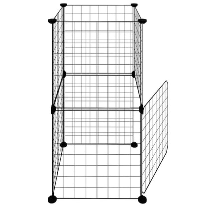 8-Panel Pet Cage with Door Black 35x35 cm Steel