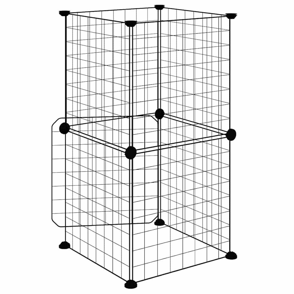 8-Panel Pet Cage with Door Black 35x35 cm Steel