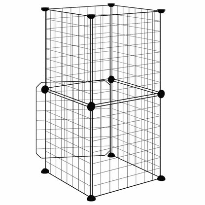 8-Panel Pet Cage with Door Black 35x35 cm Steel