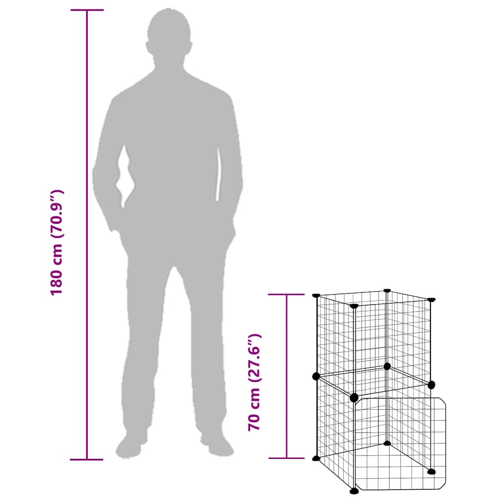 8-Panel Pet Cage with Door Black 35x35 cm Steel