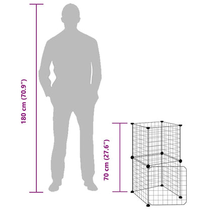 8-Panel Pet Cage with Door Black 35x35 cm Steel