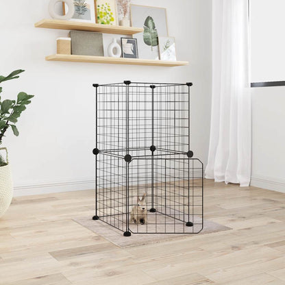 8-Panel Pet Cage with Door Black 35x35 cm Steel