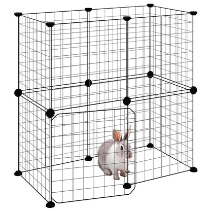 12-Panel Pet Cage with Door Black 35x35 cm Steel