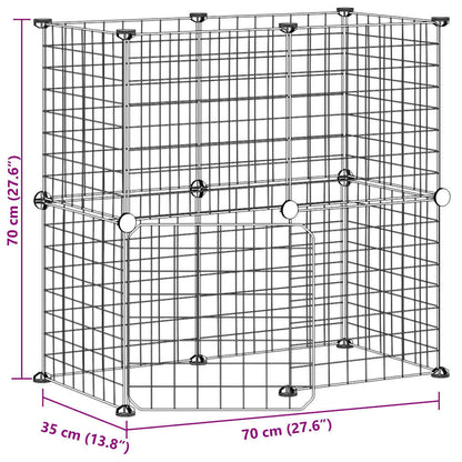 12-Panel Pet Cage with Door Black 35x35 cm Steel