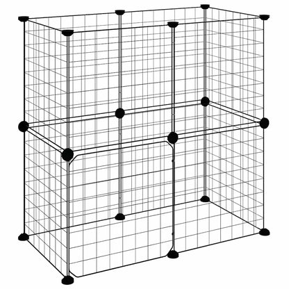 12-Panel Pet Cage with Door Black 35x35 cm Steel