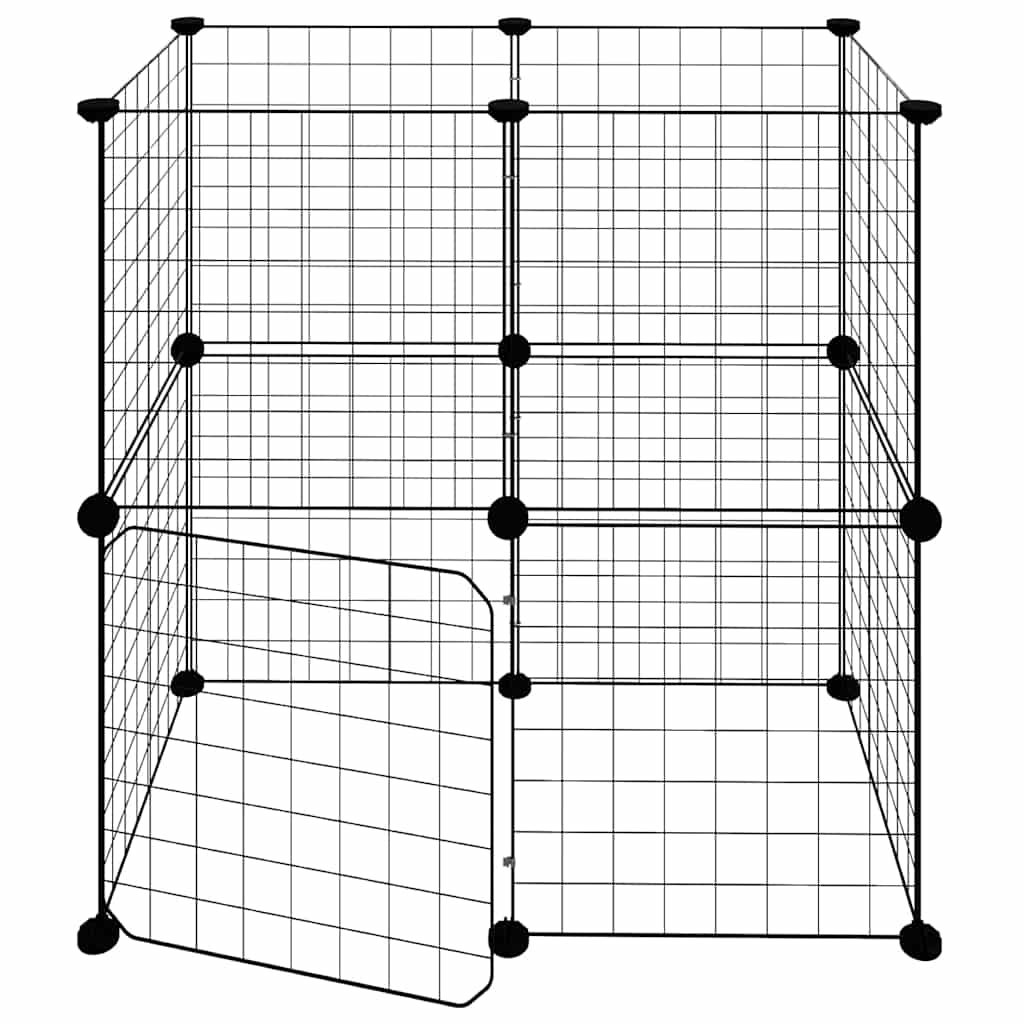 12-Panel Pet Cage with Door Black 35x35 cm Steel