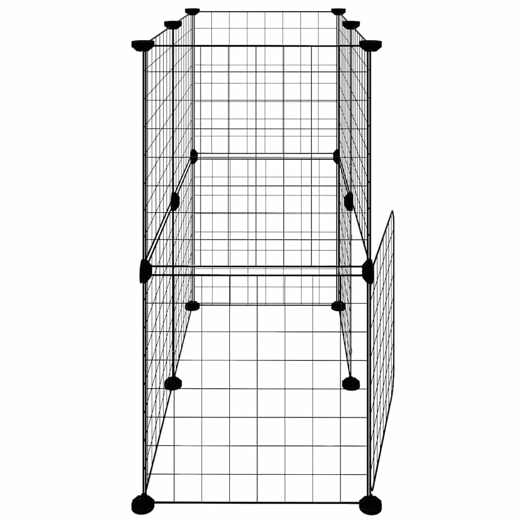 12-Panel Pet Cage with Door Black 35x35 cm Steel