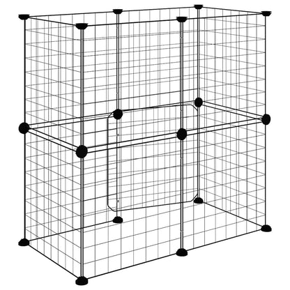 12-Panel Pet Cage with Door Black 35x35 cm Steel