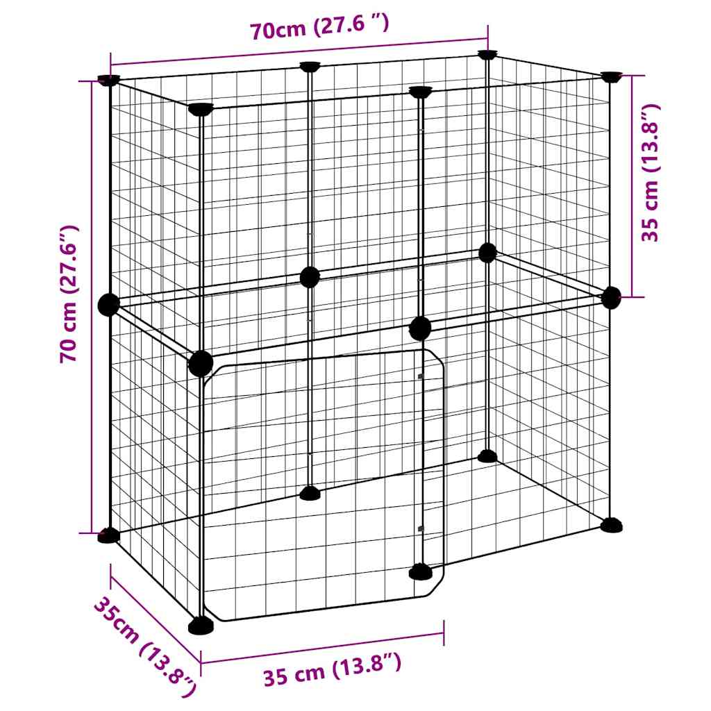 12-Panel Pet Cage with Door Black 35x35 cm Steel