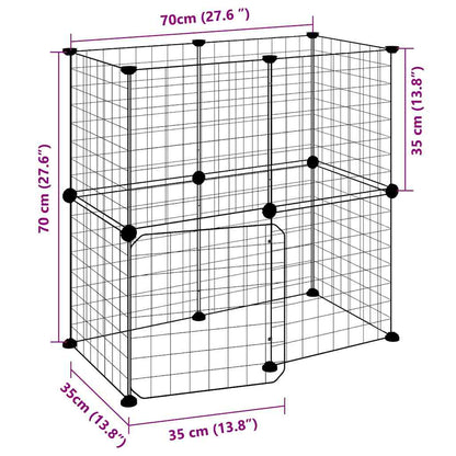 12-Panel Pet Cage with Door Black 35x35 cm Steel