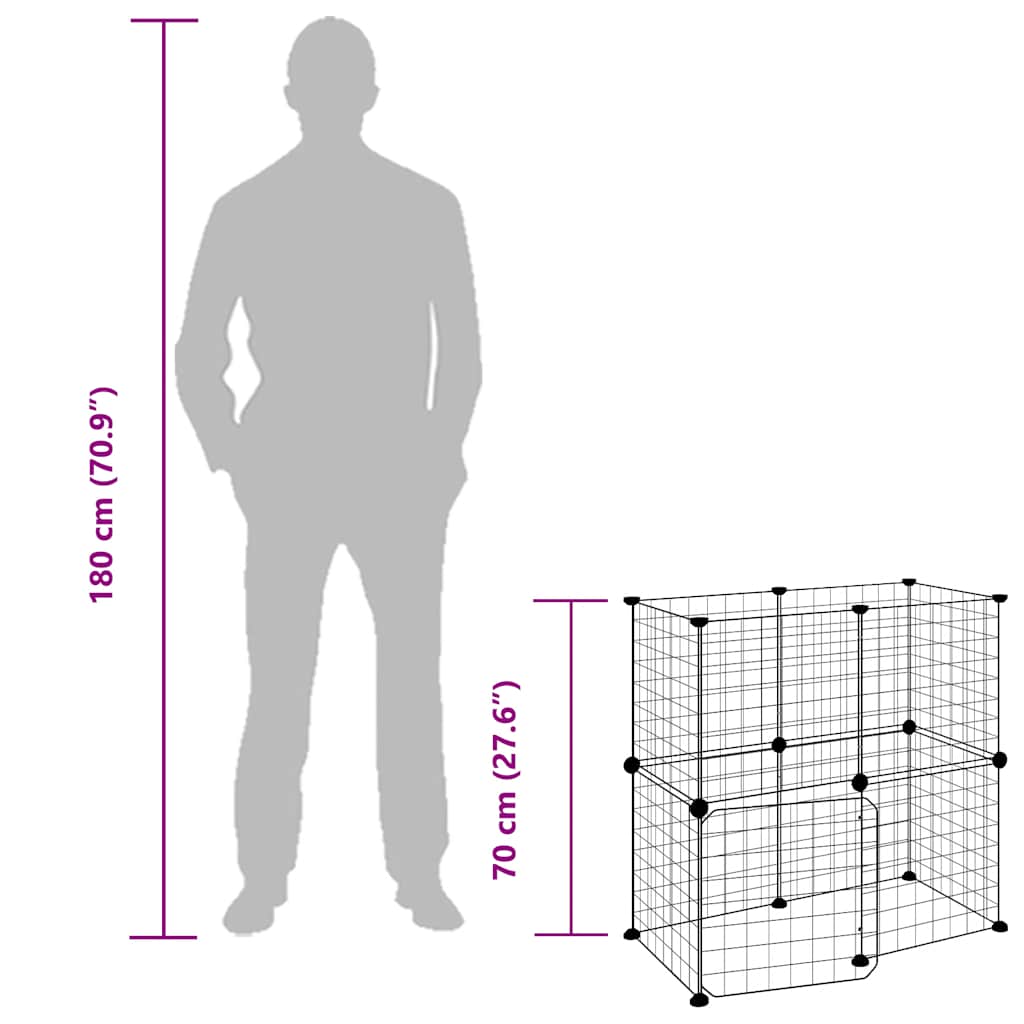 12-Panel Pet Cage with Door Black 35x35 cm Steel