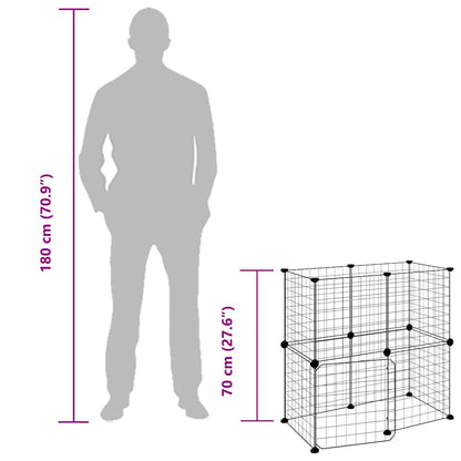12-Panel Pet Cage with Door Black 35x35 cm Steel