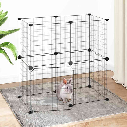 12-Panel Pet Cage with Door Black 35x35 cm Steel