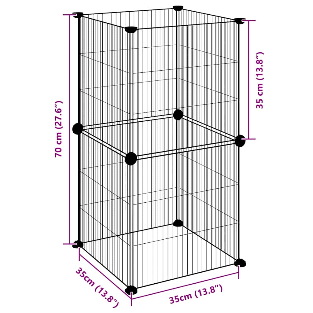 8-Panel Pet Cage Black 35x35 cm Steel