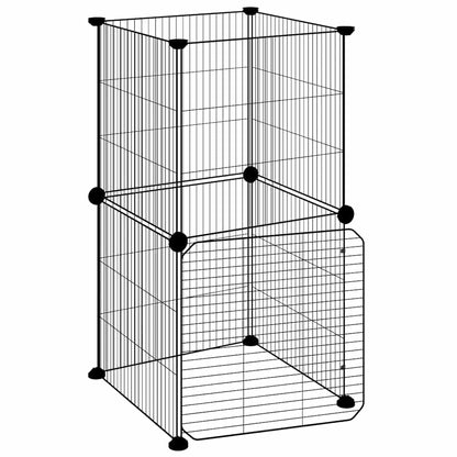 8-Panel Pet Cage with Door Black 35x35 cm Steel