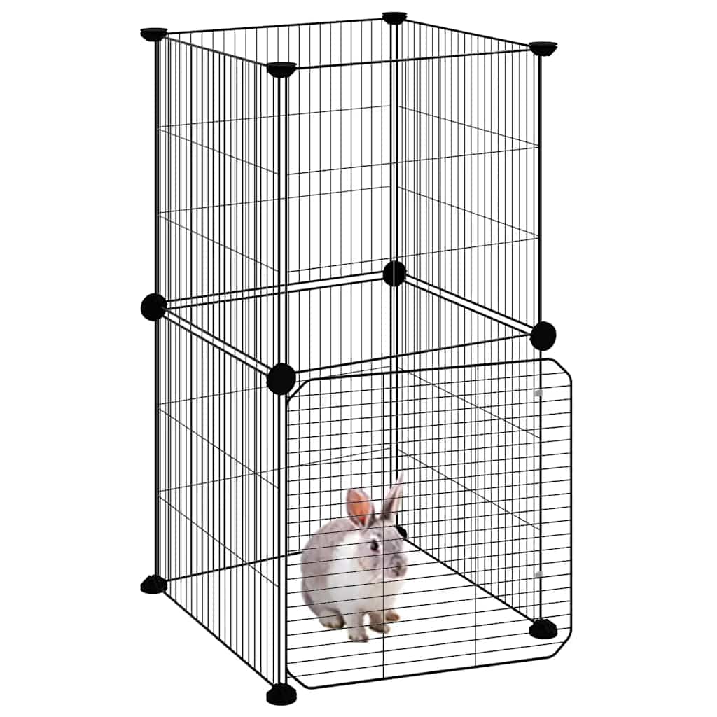 8-Panel Pet Cage with Door Black 35x35 cm Steel