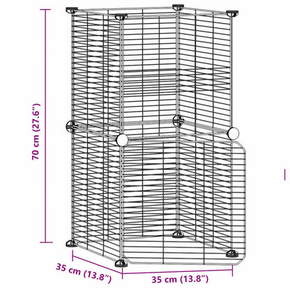 8-Panel Pet Cage with Door Black 35x35 cm Steel