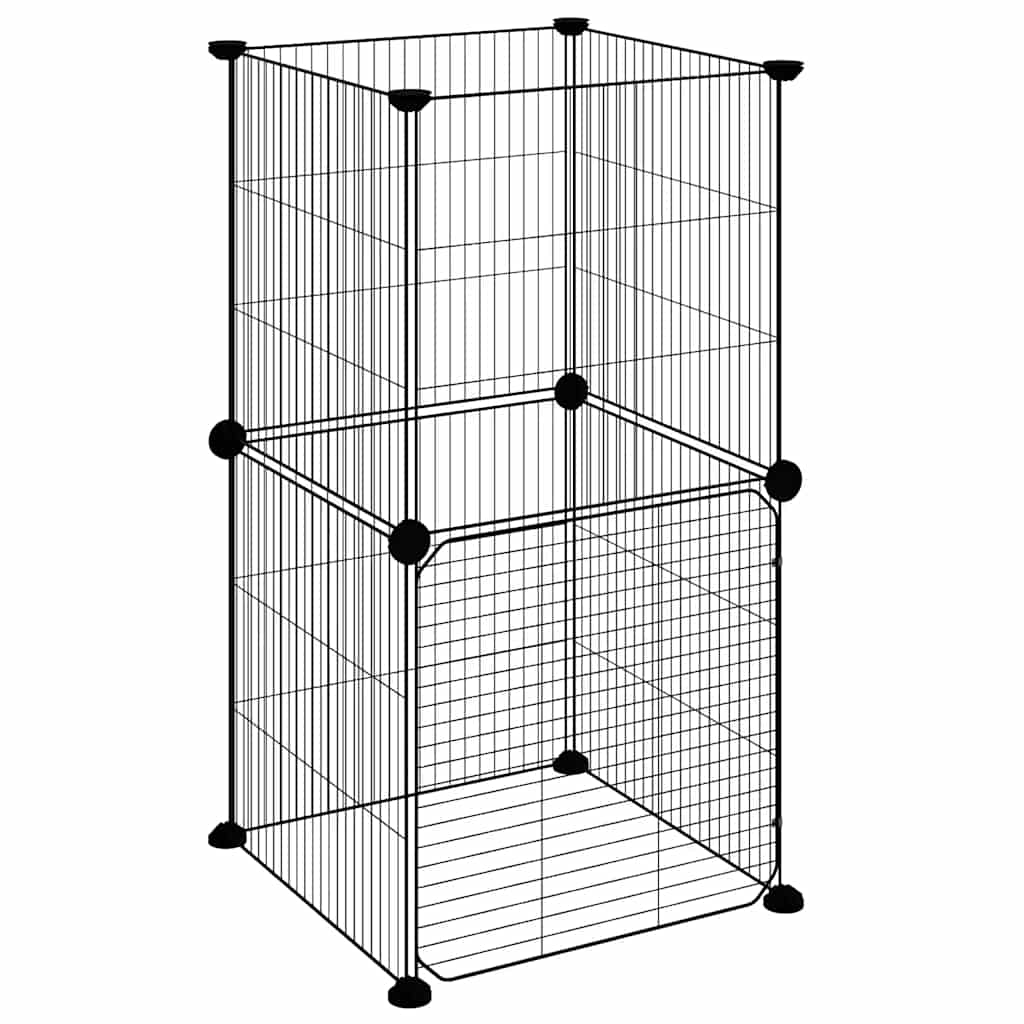 8-Panel Pet Cage with Door Black 35x35 cm Steel