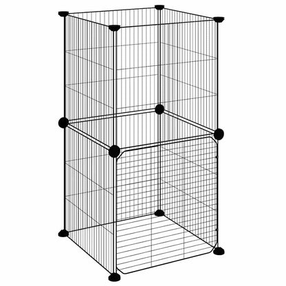 8-Panel Pet Cage with Door Black 35x35 cm Steel