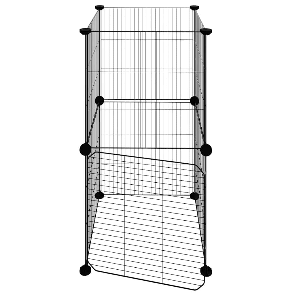 8-Panel Pet Cage with Door Black 35x35 cm Steel
