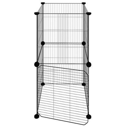 8-Panel Pet Cage with Door Black 35x35 cm Steel