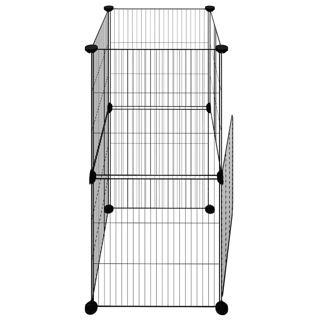 8-Panel Pet Cage with Door Black 35x35 cm Steel