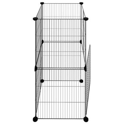 8-Panel Pet Cage with Door Black 35x35 cm Steel