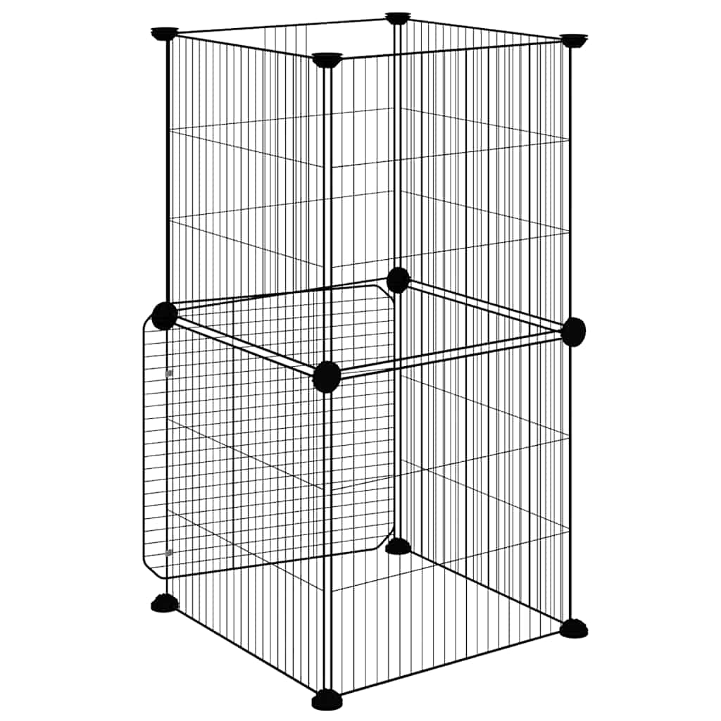 8-Panel Pet Cage with Door Black 35x35 cm Steel