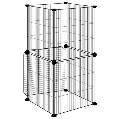 8-Panel Pet Cage with Door Black 35x35 cm Steel