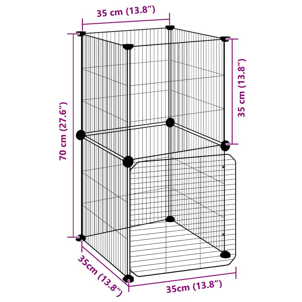 8-Panel Pet Cage with Door Black 35x35 cm Steel