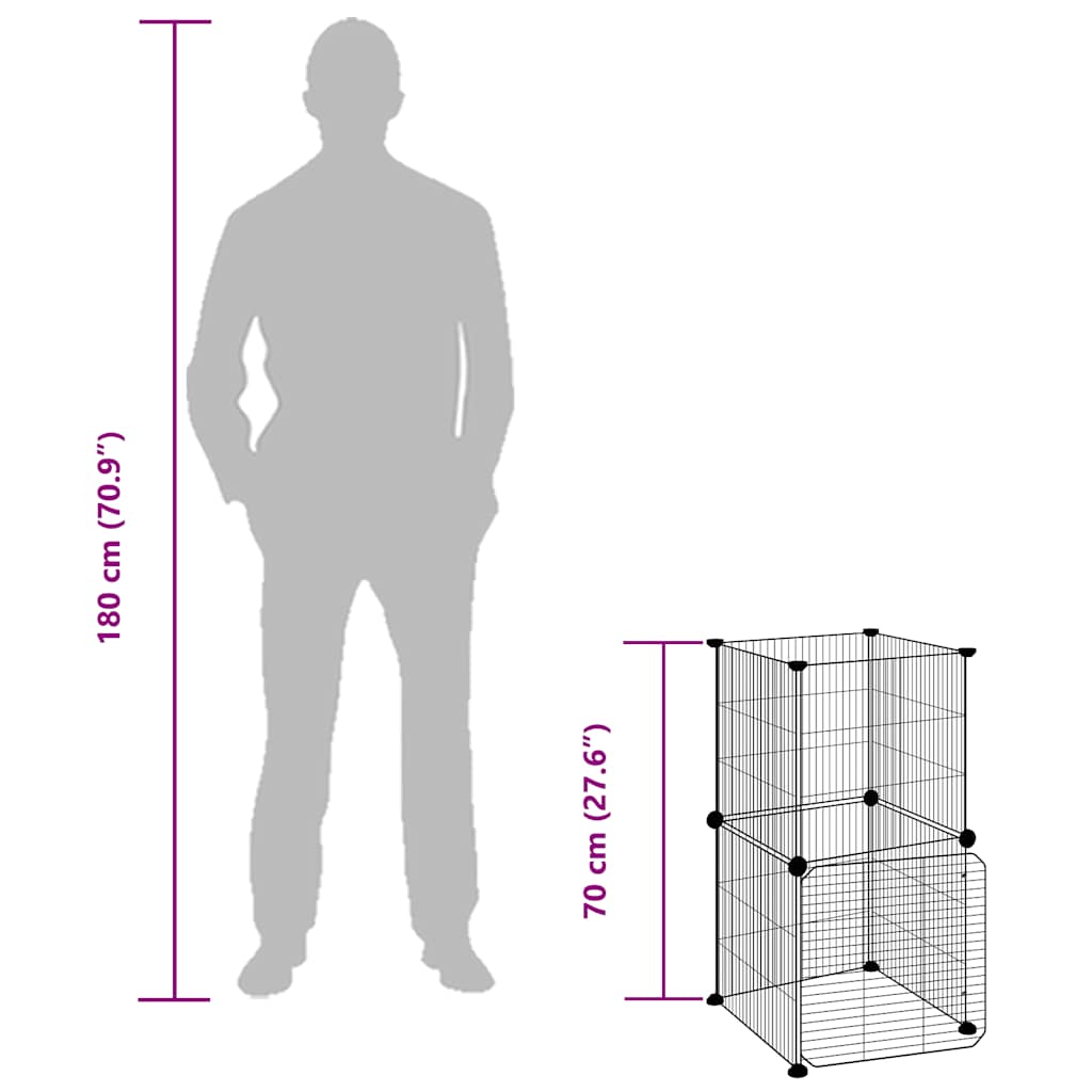 8-Panel Pet Cage with Door Black 35x35 cm Steel