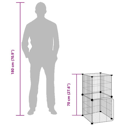8-Panel Pet Cage with Door Black 35x35 cm Steel