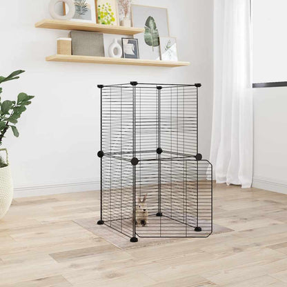8-Panel Pet Cage with Door Black 35x35 cm Steel