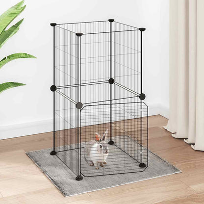 8-Panel Pet Cage with Door Black 35x35 cm Steel