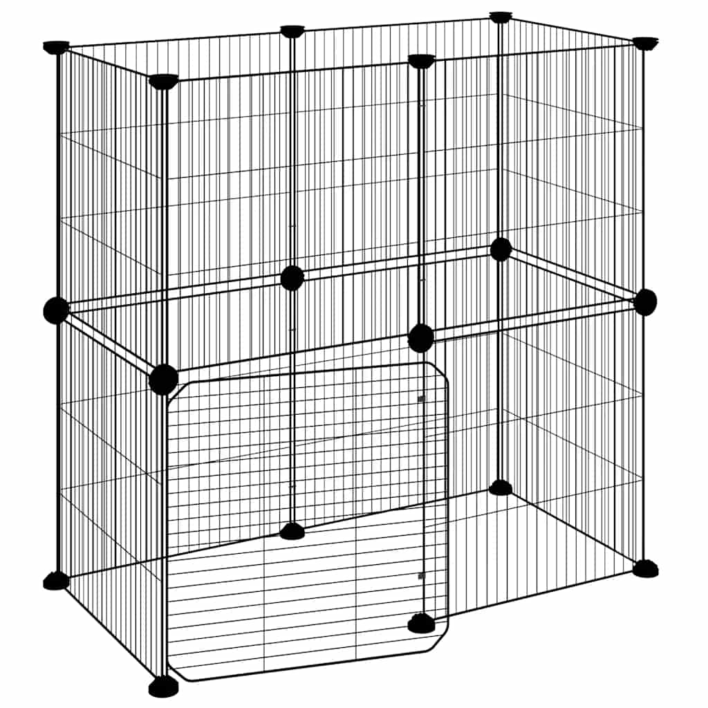 12-Panel Pet Cage with Door Black 35x35 cm Steel