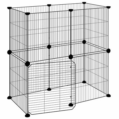 12-Panel Pet Cage with Door Black 35x35 cm Steel