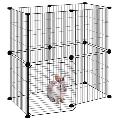 12-Panel Pet Cage with Door Black 35x35 cm Steel