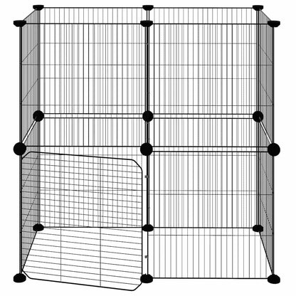 12-Panel Pet Cage with Door Black 35x35 cm Steel