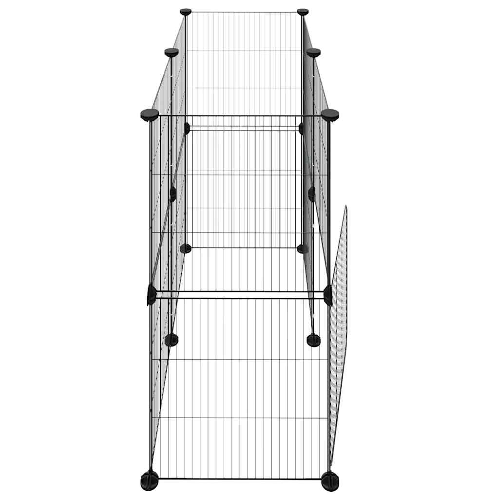 12-Panel Pet Cage with Door Black 35x35 cm Steel