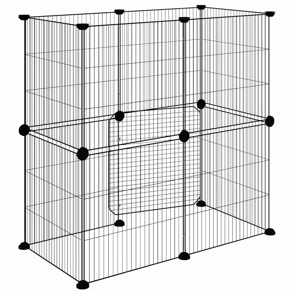 12-Panel Pet Cage with Door Black 35x35 cm Steel