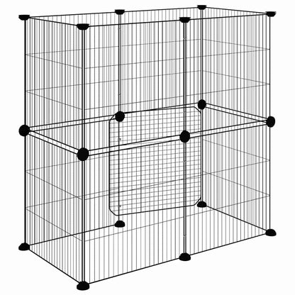 12-Panel Pet Cage with Door Black 35x35 cm Steel