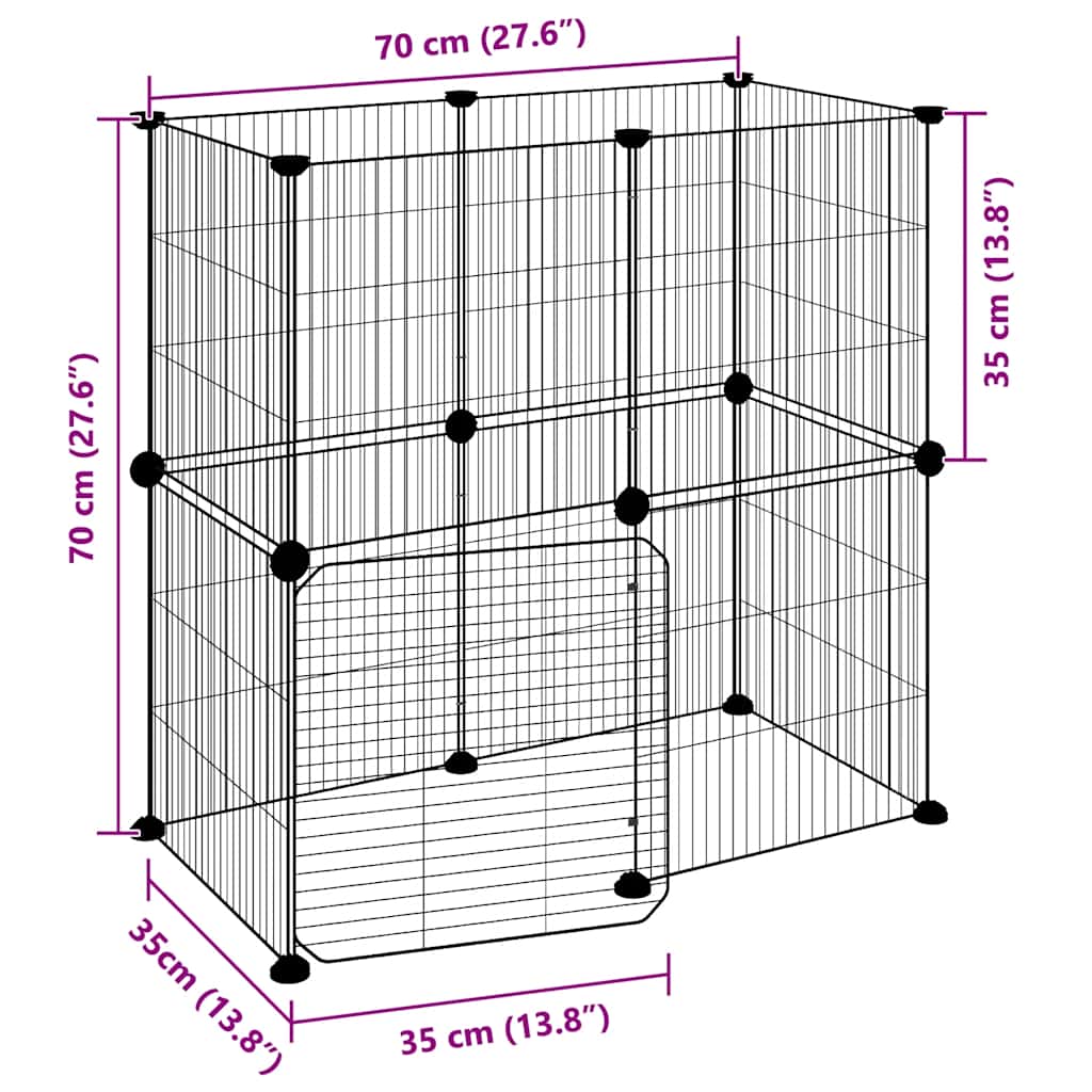 12-Panel Pet Cage with Door Black 35x35 cm Steel