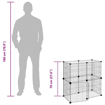 12-Panel Pet Cage with Door Black 35x35 cm Steel