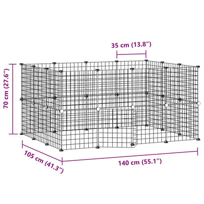 28-Panel Pet Cage with Door Black 35x35 cm Steel