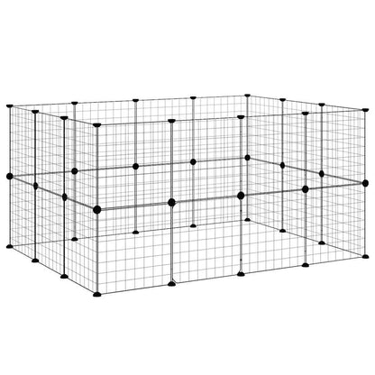 28-Panel Pet Cage with Door Black 35x35 cm Steel