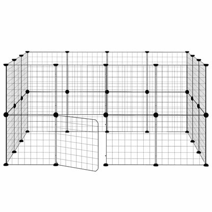 28-Panel Pet Cage with Door Black 35x35 cm Steel