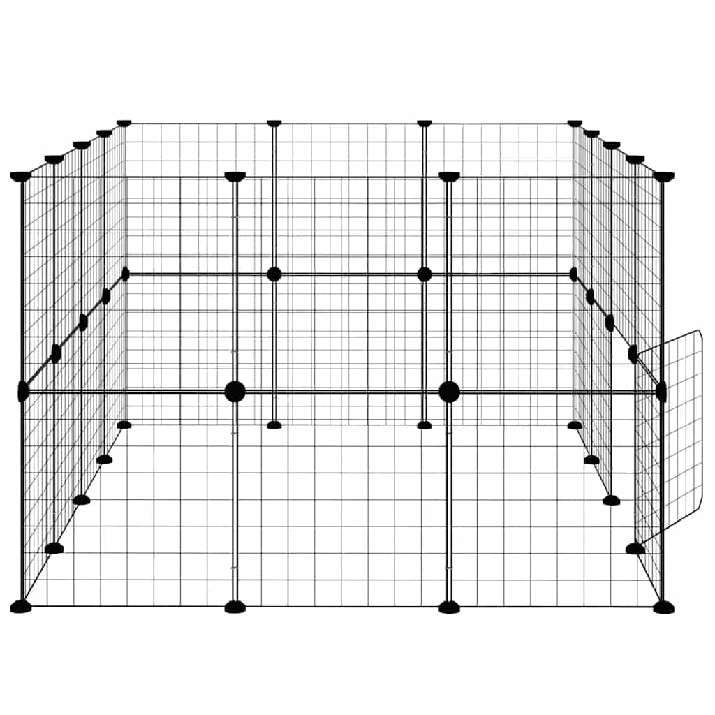 28-Panel Pet Cage with Door Black 35x35 cm Steel