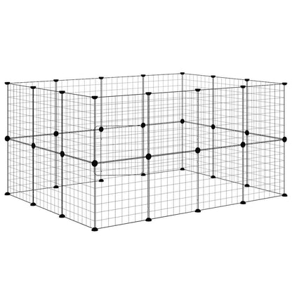 28-Panel Pet Cage with Door Black 35x35 cm Steel
