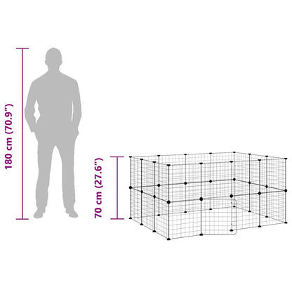 28-Panel Pet Cage with Door Black 35x35 cm Steel